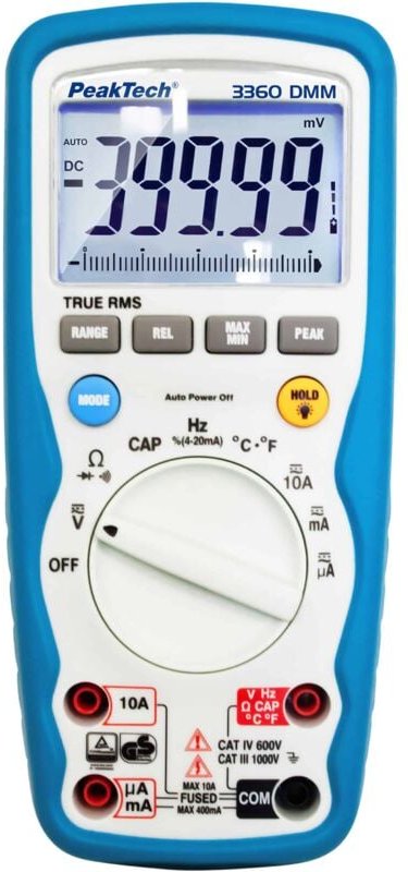PEAKTECH Multimeter, P 3360, True RMS, IP67, 40000 Counts