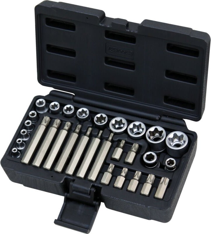 TORX®-Koffer, 1/4'' - 3/8'' - 1/2'' - E4 bis E24 - T20 bis T55 - 30 Stk.