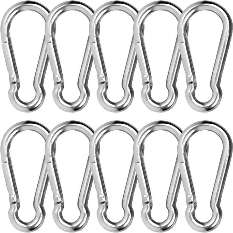 SHINING HOUSE Stück Edelstahl-Karabiner, robuster Edelstahl-Karabiner, 50 mm x 5 mm, Premium-Qualität