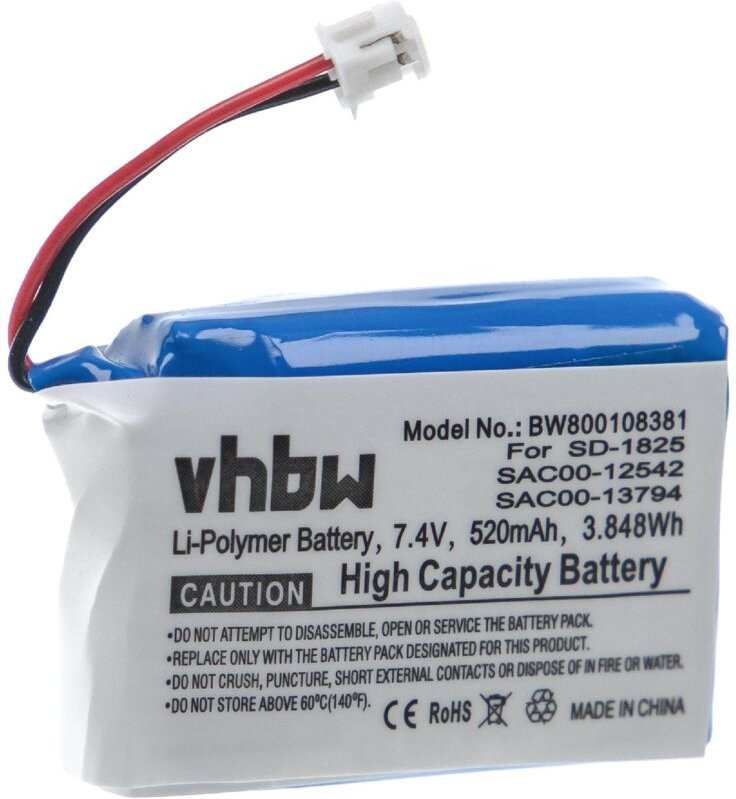 Vhbw - 1x Akku Ersatz für Sportdog SAC00-12542 für Hundehalsband Hunde-Trainer (520 mAh, 7,4 v, Li-Polymer)
