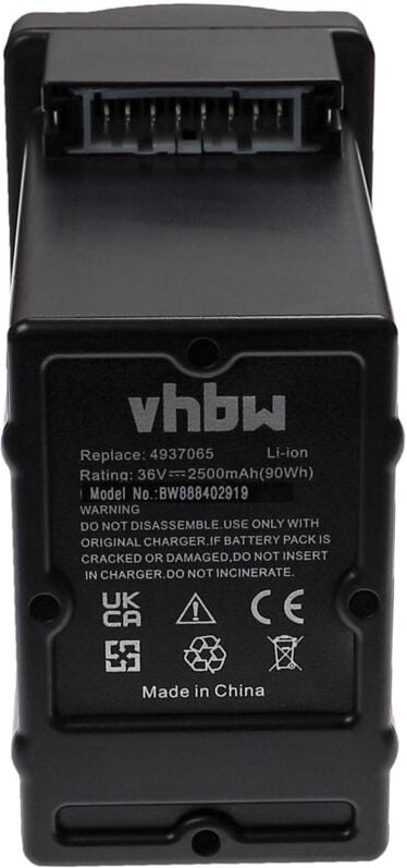Akku Ersatz für Wolf Garten Li-Ion Power-Pack 1, 4939090 für Rasenmäher (2500mAh, 36V, Li-Ion) - Vhbw