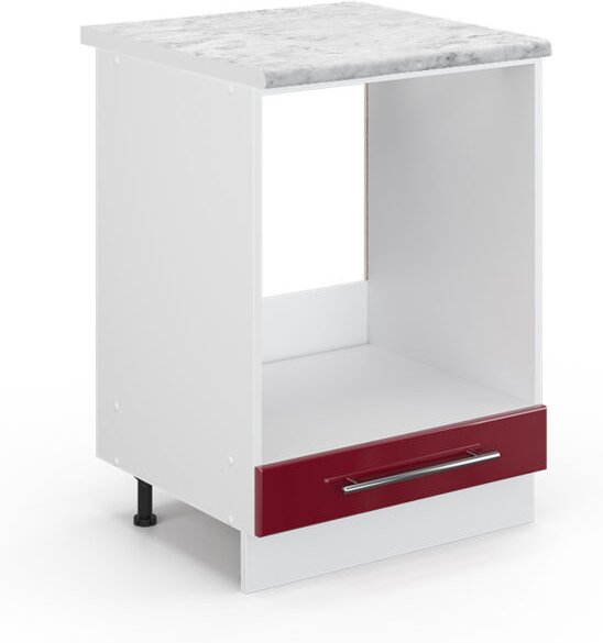 Thumbnail - Vicco - Herdumbauschrank Fame-Line, Bordeaux Hochglanz, 60 cm , ap Marmor