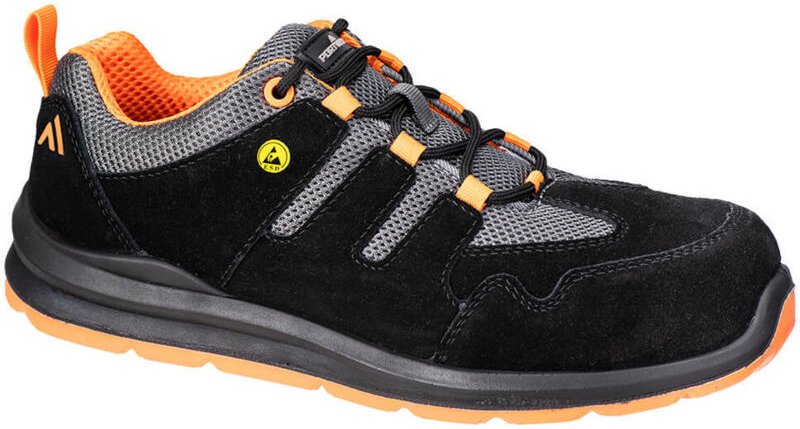 Sicherheitsschuhe niedrig S1 ESD SR FO Schwarz/Orange 43