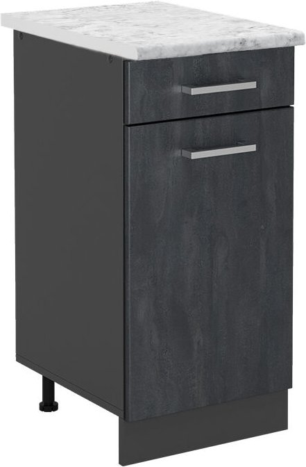 Vicco - Küchenunterschrank R-Line, Schwarz Beton, 40 cm ap Marmor