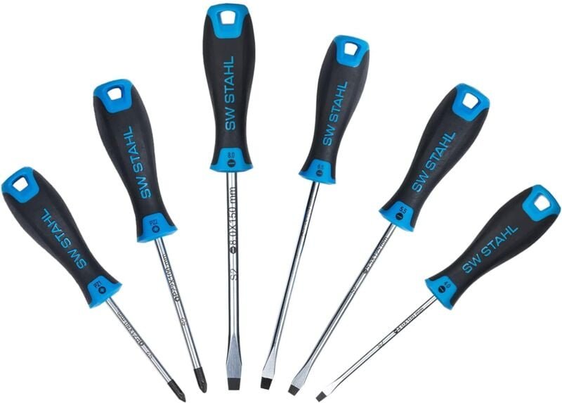 SW-Stahl 32814L Schraubendrehersatz Schlagfest 6-teilig I Schlitz & Kreuz I Schraubendreher Werkzeug Set