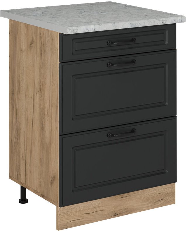 Küchenunterschrank R-Line, Anthrazit Landhaus, 60 cm AP Marmor, Vicco