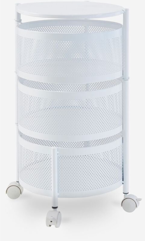 Obstwagen Küche modern mit Rädern und 3 schwenkbaren Körben Rodin M - Weiß