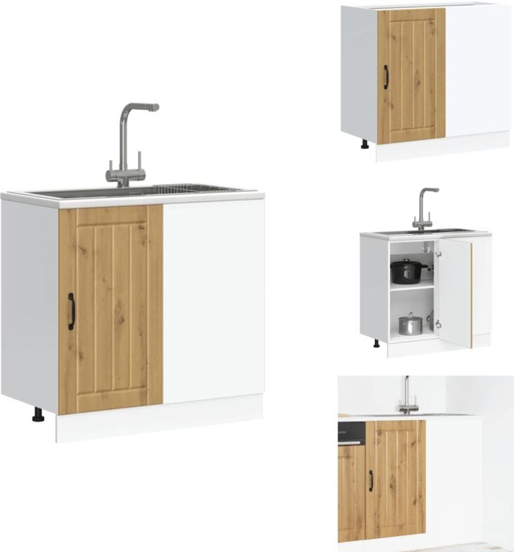 Spülenunterschrank Lucca Artisan-Eiche Holzwerkstoff - Spülenunterschrank - Spülenunterschränke - Küchenunterschrank - U...