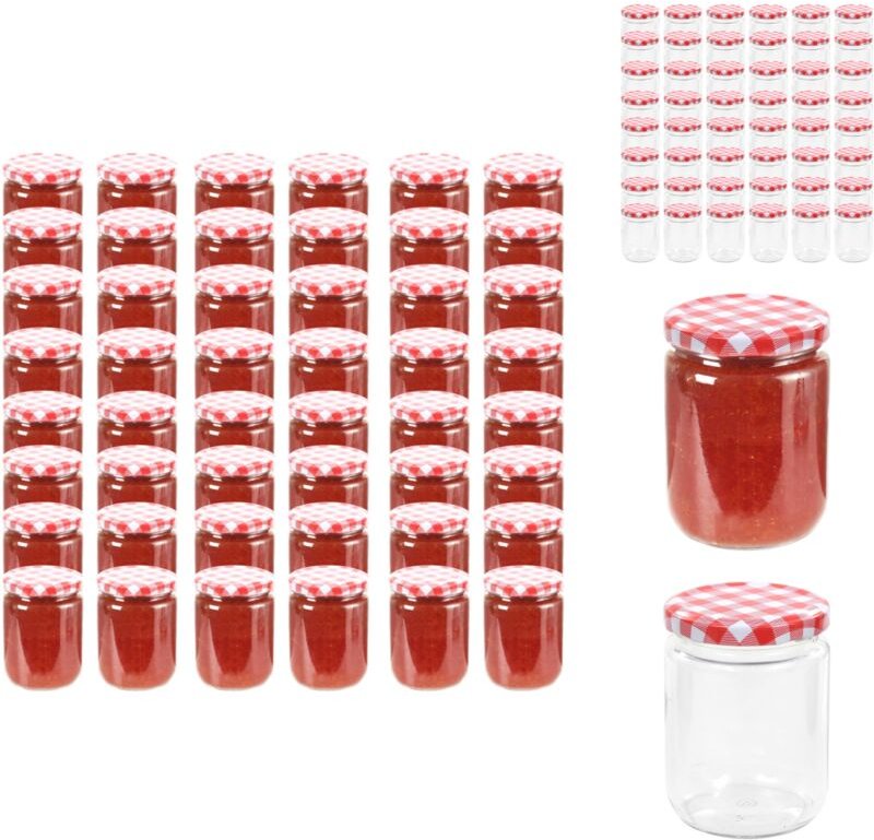 Vidaxl - Honiggläser - Living Marmeladengläser mit Weißem/Rotem Deckel 48 Stk. 230 ml - Rot