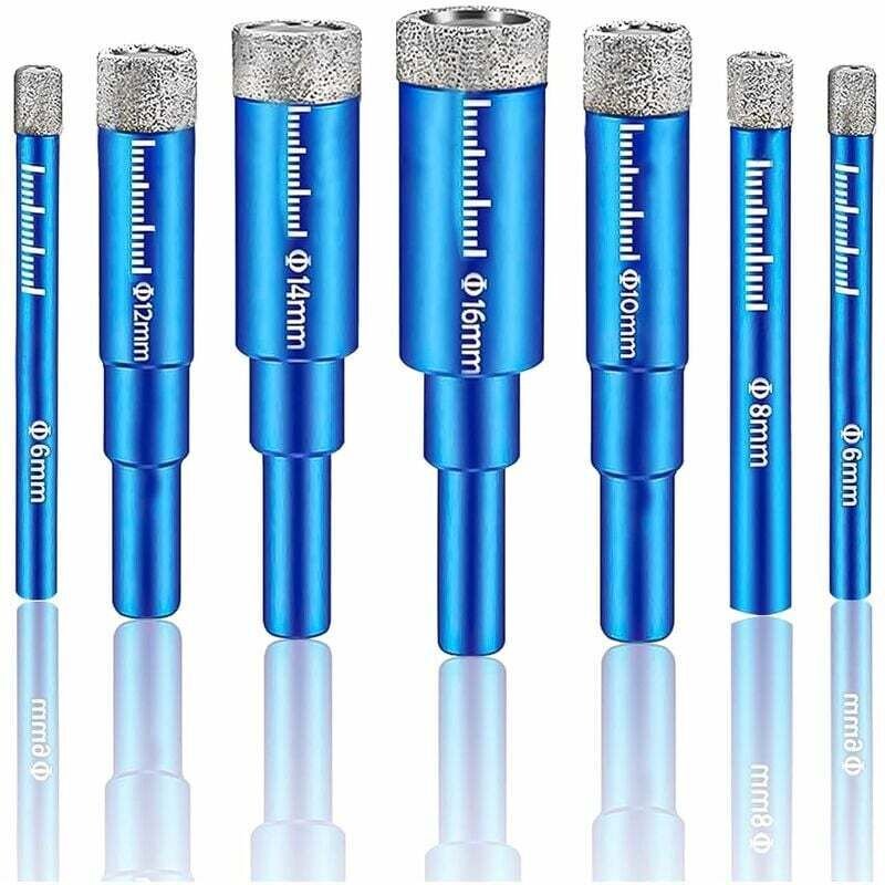 Diamant-Fliesenbohrer, Diamant-Fliesenbohrer, 7-teilig, Diamantbohrer, für Keramikfliesen, Feinsteinzeug, Fliesen, Glas,...