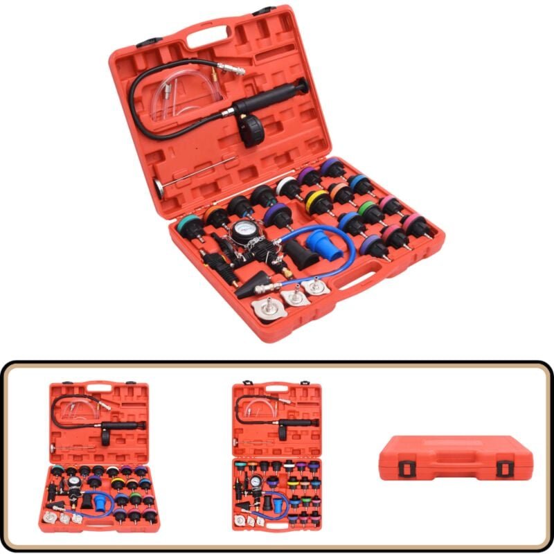 28-tlg. Drucktester Werkzeugset für Kühlsysteme - Kühlsystemprüfung - Kühlerdiagnose - Leckortung - Motorölwechsel - Aut...