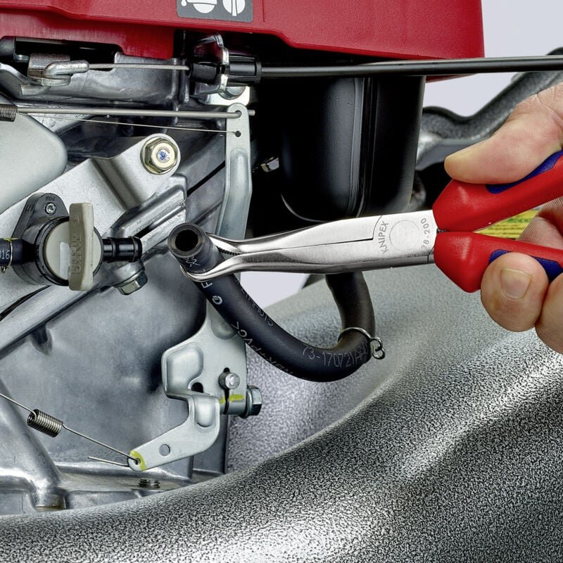 38 95 200 Elektronik- u. Feinmechanik Flachrundzange 45° gebogen Vanadium Elektrostahl 200 mm - Knipex