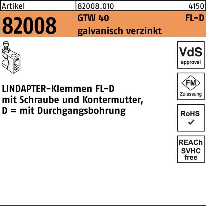 Klemmen r 82008 gtw 40 fl-d fl 1 - d 9 galvanisch verzinkt