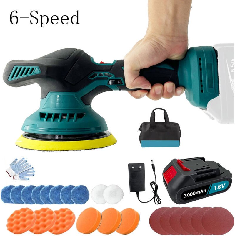 Polierer, 21 v, 6 Zoll, kabelloser Autopolierer, Pufferschleifer, 6 Geschwindigkeiten, elektrischer Reiniger + Pads + 3,...