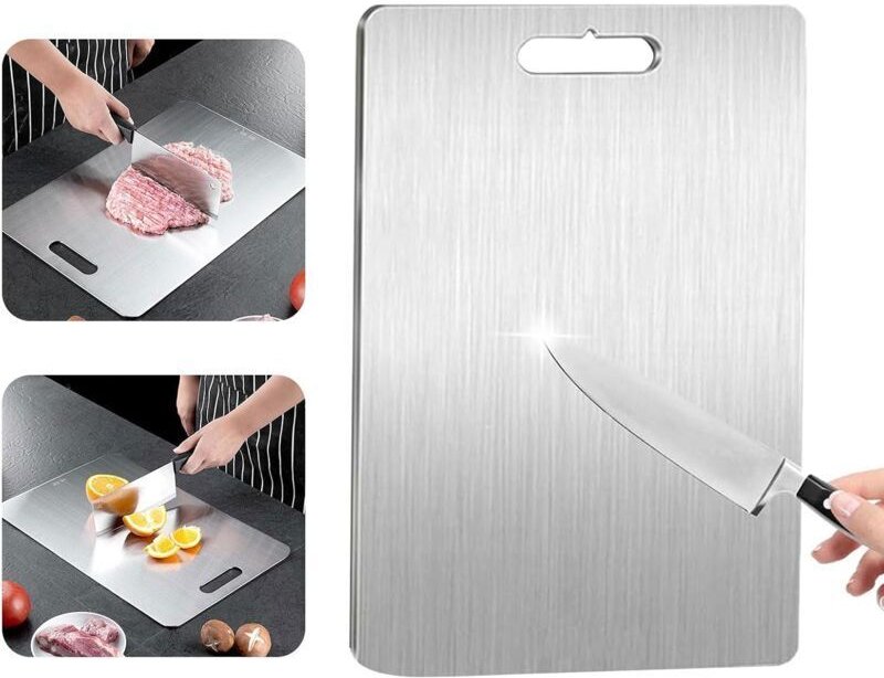 Titan-Schneidebrett 304 Edelstahl, Titan-Schneidebrett, antibakterielles Edelstahl-Schneidebrett, Edelstahl-Küchenteller...