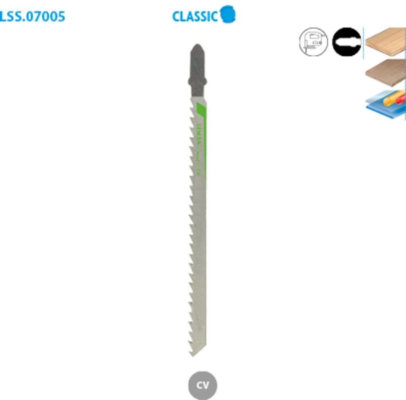 5 Stichsägeblätter cv - Lu. 110 mm Steigung 4 mm - Feinschnitt für Holz Leman 7005.05