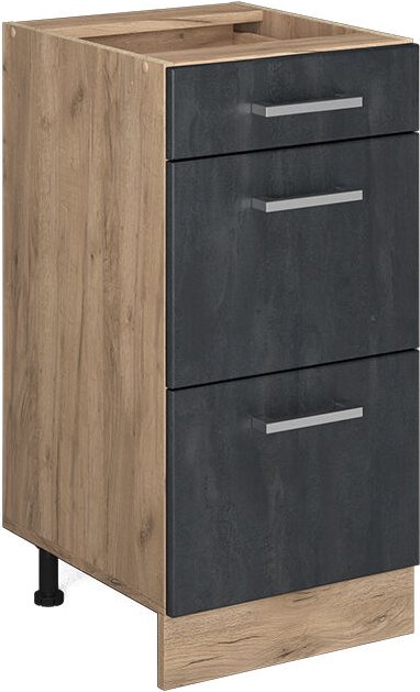 Vicco - Küchenunterschrank R-Line, Schwarz Beton, 40 cm ohne Arbeitsplatte