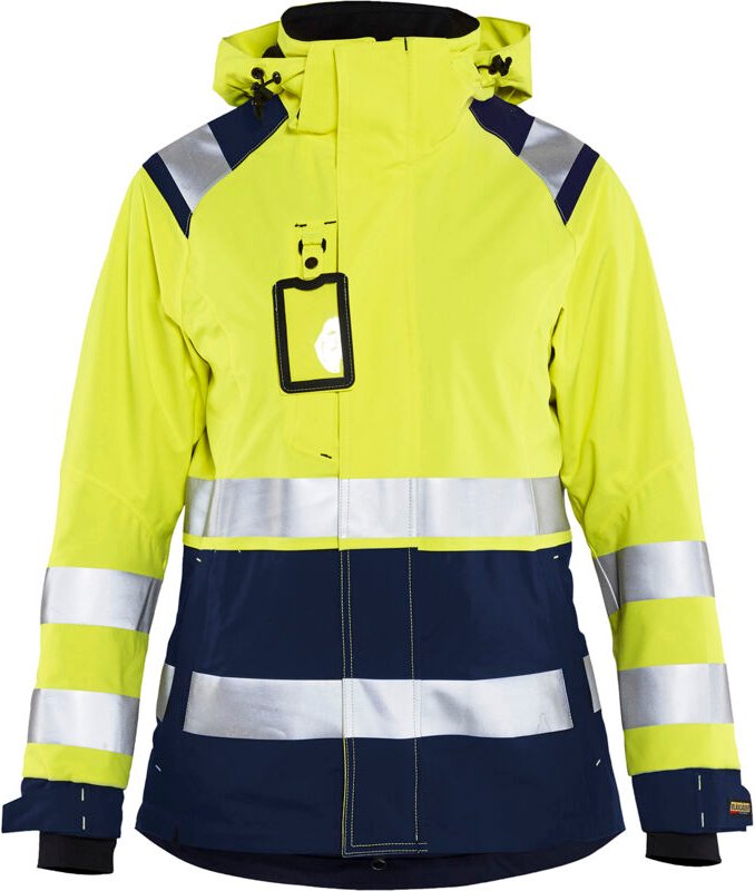 Arbeitsjacke aus Hardshell mit hoher Sichtbarkeit für Damen 4904 – Neon Gelb / Marine XS