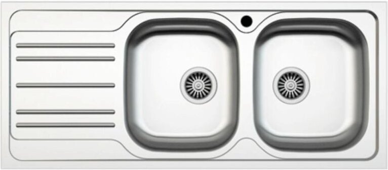 Einbauküchenspüle MP1162SX aus Stahl 116x50 cm, zwei Becken und linker Abtropffläche