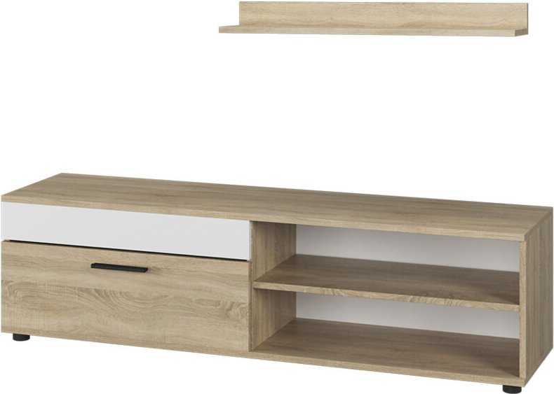 Lowboard & Regal Berno, Sonoma/Weiß, mit 1 Klappe, Vicco