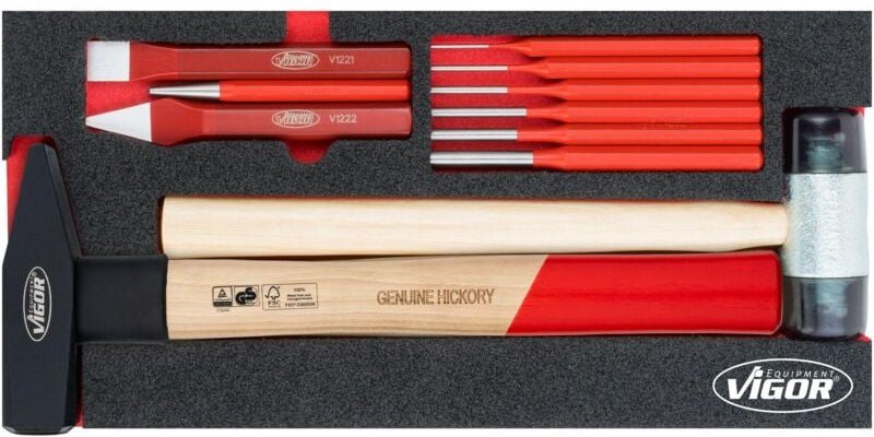 Hammer- und Meißel Satz, Anzahl Werkzeuge: 11 - Vigor