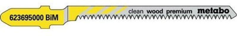 Metabo - Stichsägeblätter clean wood premium Nutz-L.57mm ZAhnteilung1,4mm BiMetall spitzverzahnt f.Laminat/Paneele/Holz/...