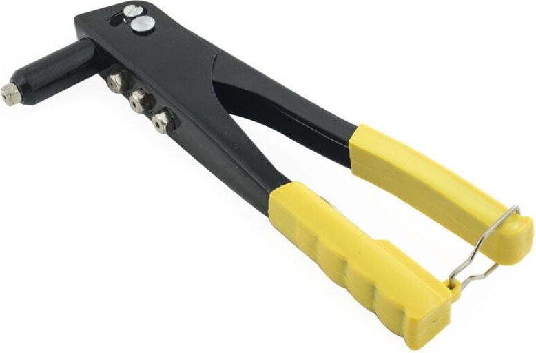 Trade Shop - nietzange mit 4 austauschbaren köpfen für nieten in 4 grössen -