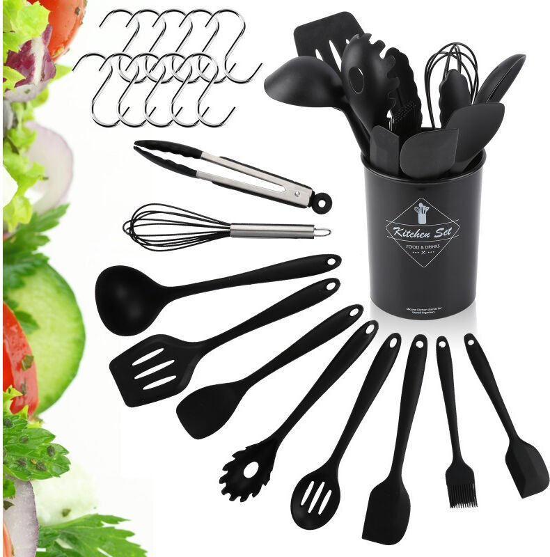 TolleTour Küchenhelfer 12 tlg set Silikon Kochbesteck Besteck Küchenutensilien BBQ