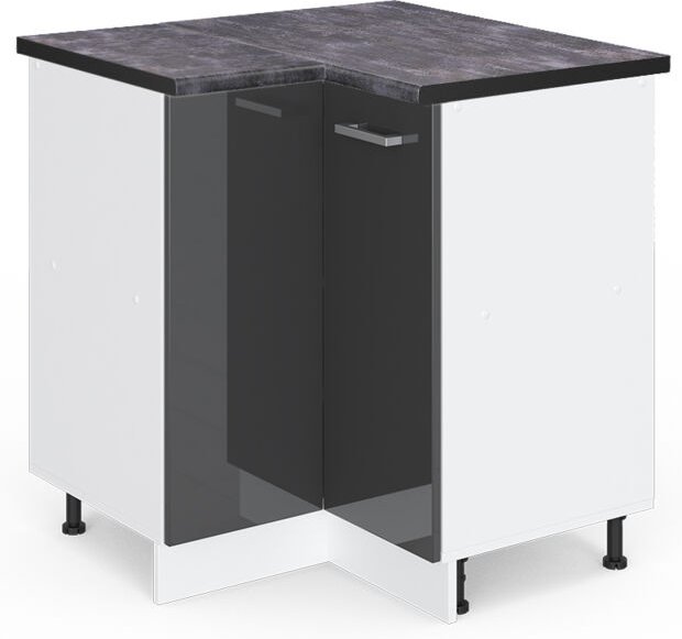Vicco - Eckunterschrank R-Line, Anthrazit Hochglanz, 75.6 cm, ap Anthrazit