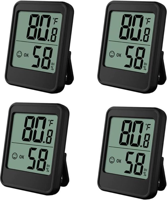 4-teiliges Innenthermometer-Hygrometer, Feuchtigkeits- und Temperaturmonitor, Raumthermometer, mit Komfortniveauanzeige ...