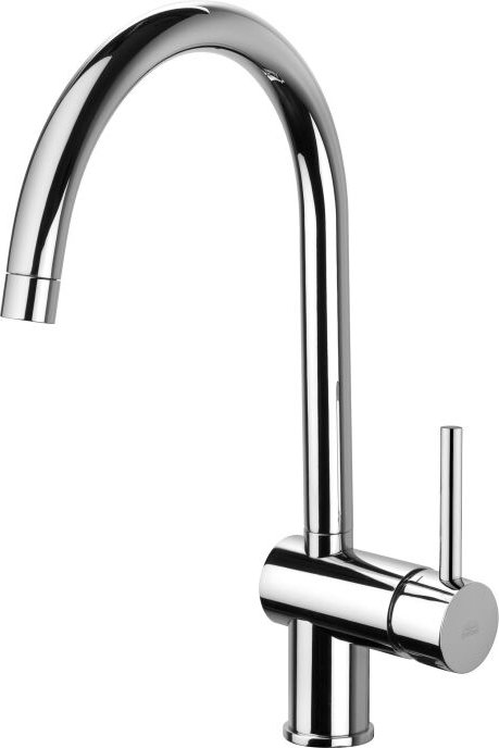 Paffoni - Spültischmischer aus gebürstetem Stahl mit rundem Schwenkauslauf Light LIG280ST Steel Looking