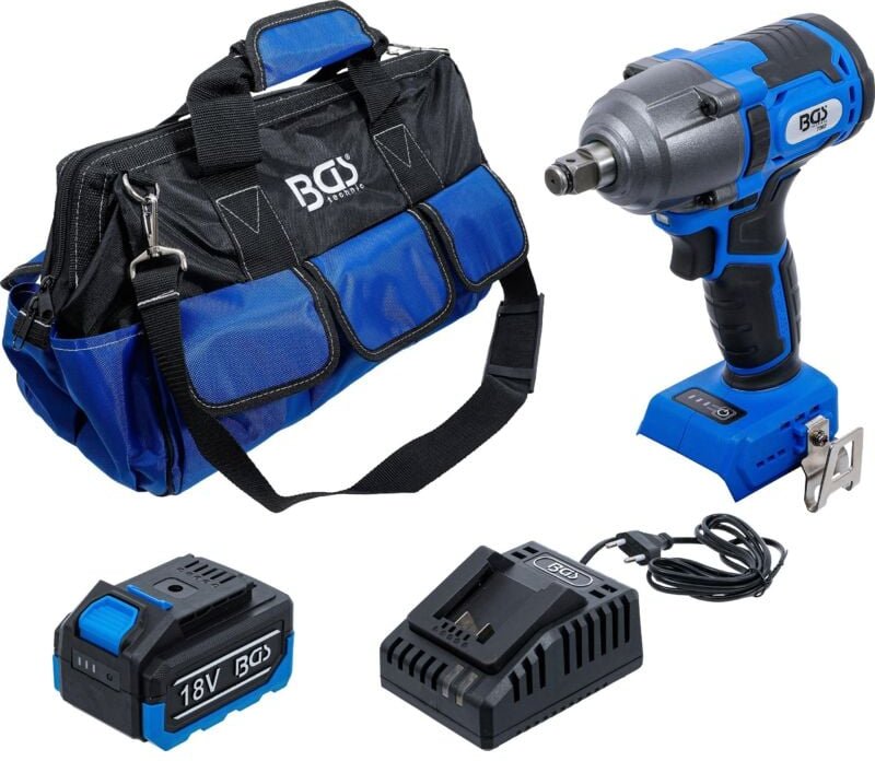 Akku-Schlagschrauber-Satz bürstenlos 400 Nm 18 V mit Akku und Schnell-Ladegerät