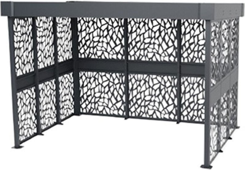 Fahrradunterstand - Startmodul - Offenes Design-Blechgestell + 3 Anlehnbügel - Lxhxp: 36500x2530x2650mm - CP/GM/LO/D