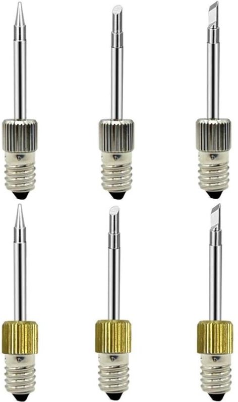 6 Stück E10-Lötspitzen für elektrische Lötkolben, austauschbare Lötspitzen aus Stahl für kabelloses Schweißen im Freien
