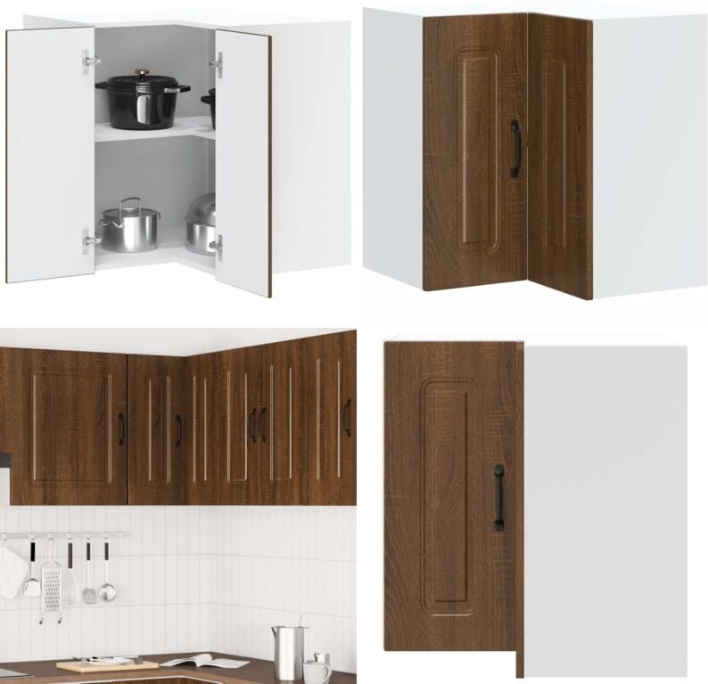 Küchen-Eckhängeschrank Kalmar Braun Eichen-Optik Holzwerkstoff - Vidaxl