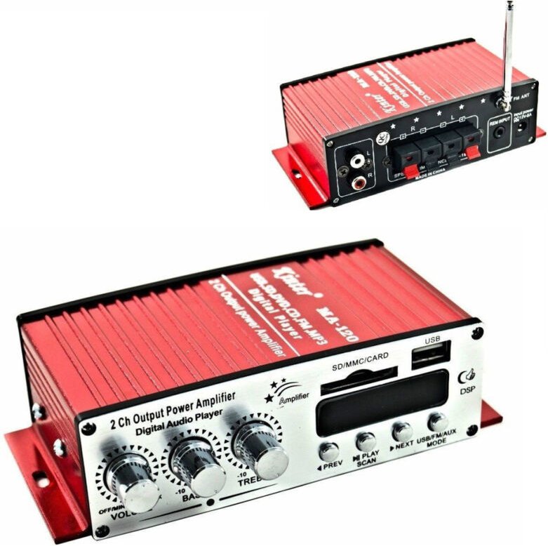 Trade Shop Traesio - Trade Shop - Audioverstärker 12V usb MP3 Home Auto 2 Kanal Stereo 40W Fernbedienung MA120 -