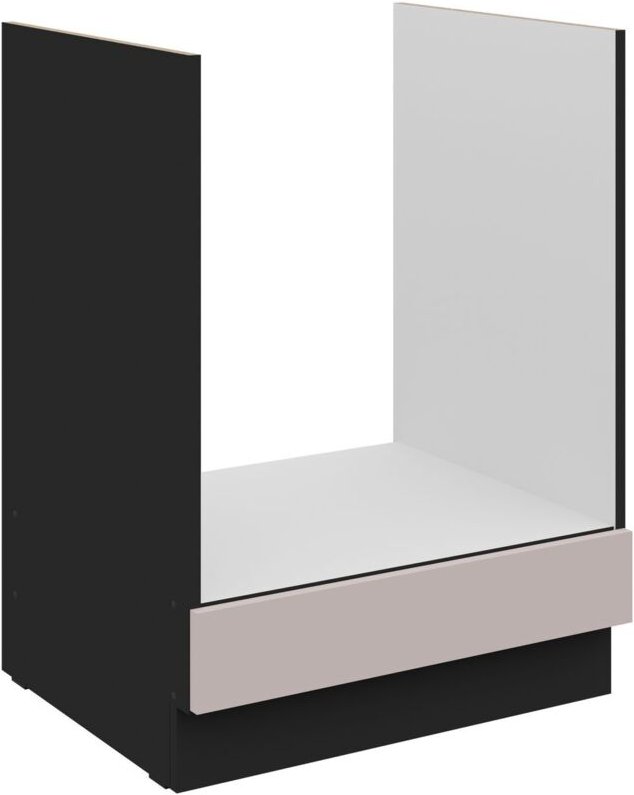 Küchen Preisbombe - Küchen Herdunterschrank 60 cm Küche arona Kaschmir beige matt + Schwarz matt Küchenzeile Küchenblock...