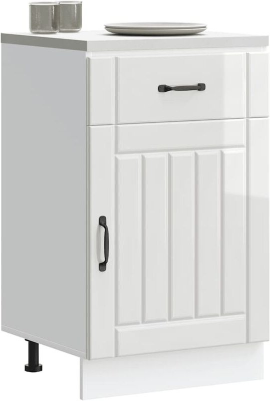 Küchen-Unterschrank Lucca Hochglanz-Weiß Holzwerkstoff - Vidaxl