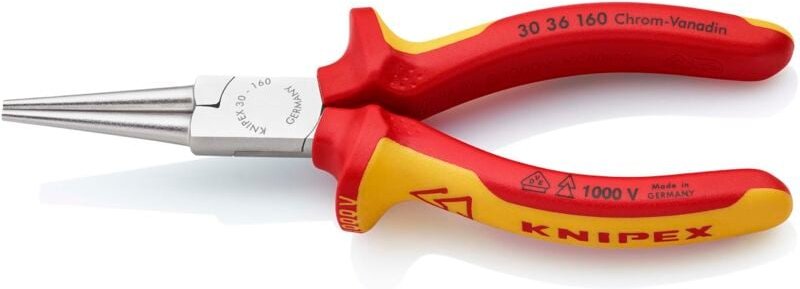 30 36 160 vde Rundzange Gerade Chrom-Vanadium Elektrostahl 160 mm - Knipex