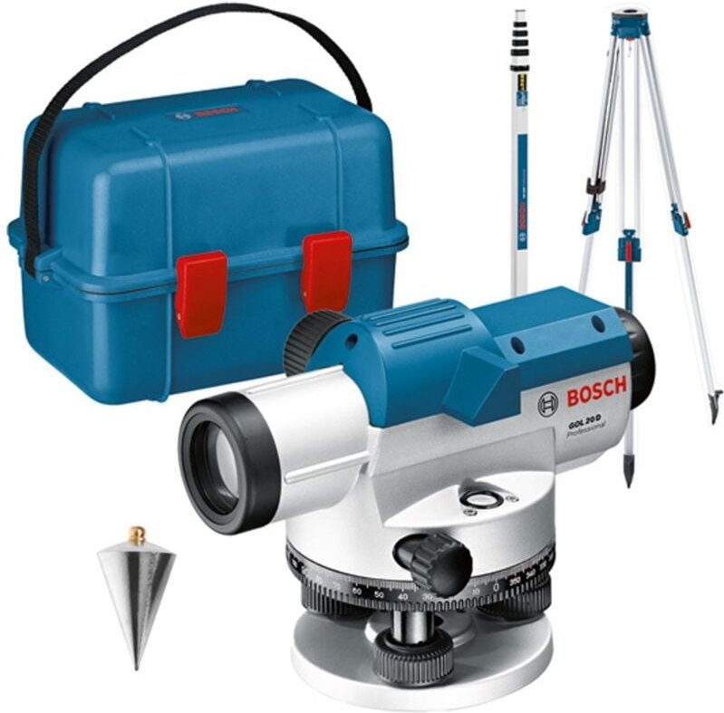 Bosch Optisches Nivelliergerät gol 20 d mit Baustativ bt 160, Messstab gr 500 - Bosch Professional