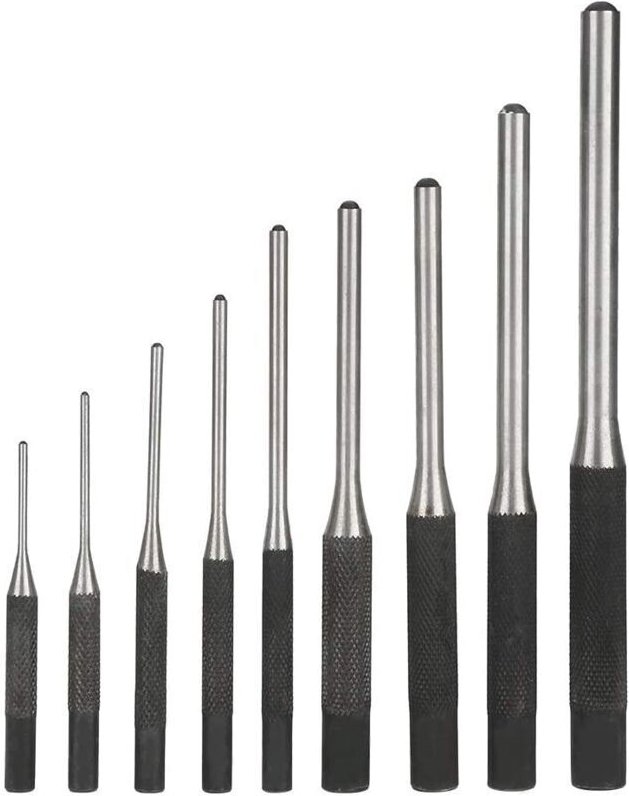 Ahlsen 9PCS Punch Pin Punch Set Professionelle Langlebig Stahl, Maschinenbau Hand Werkzeug, Schwarz,