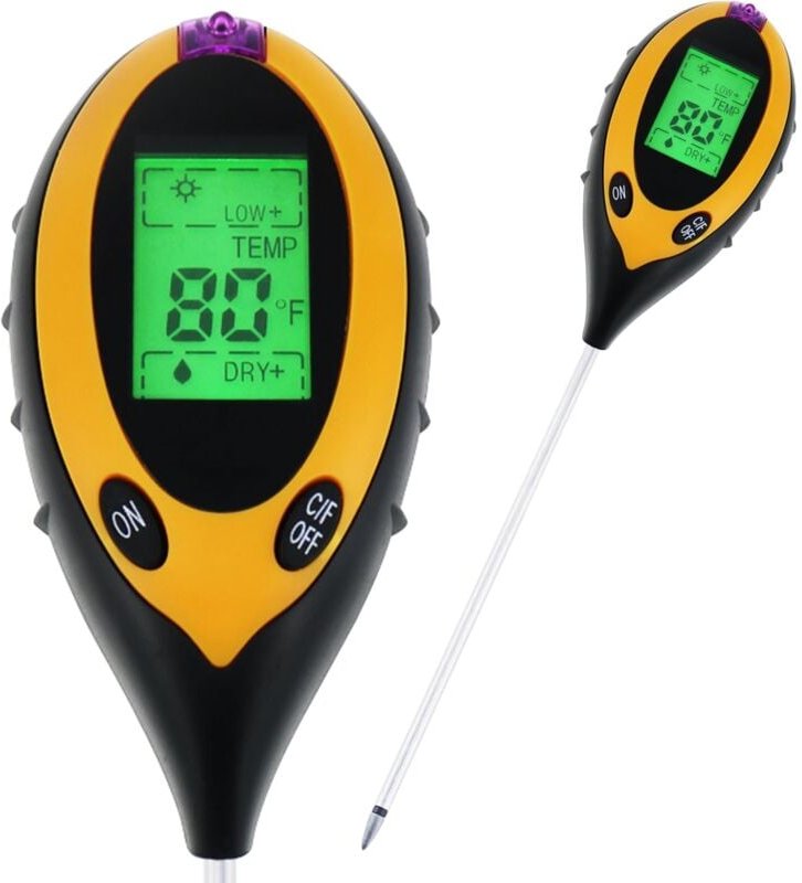 Crediri 4-in-1-Digital-Bodentestgerät, pH-Tester für den Innen- und Außenbereich, Säuregehalt, Sonnenlicht, Feuchtigkeit...