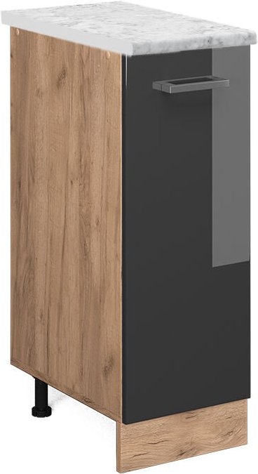 Vicco - Apothekerschrank R-Line, Anthrazit Hochglanz, 30 cm ap Marmor