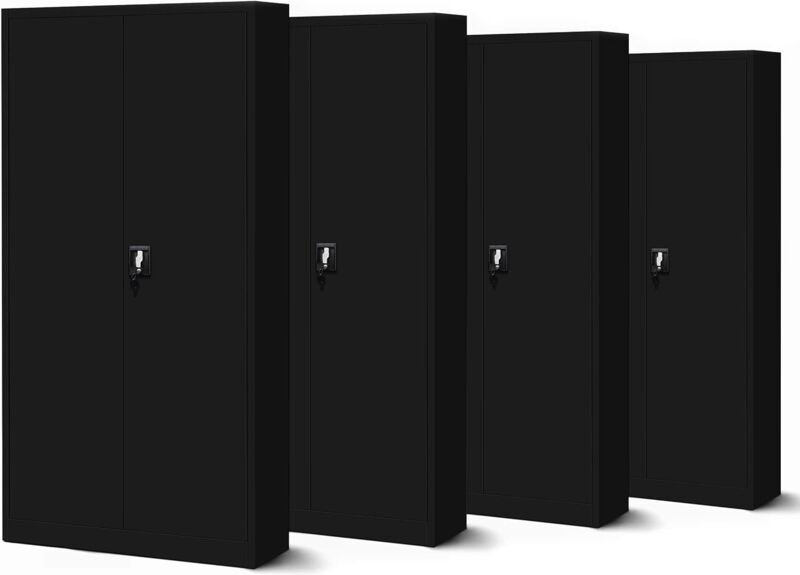 4er Set Aktenschrank C001H Büroschrank Metallschrank Stahlschrank Werkzeugschrank Stahlblech Pulverbeschichtet Flügeltür...