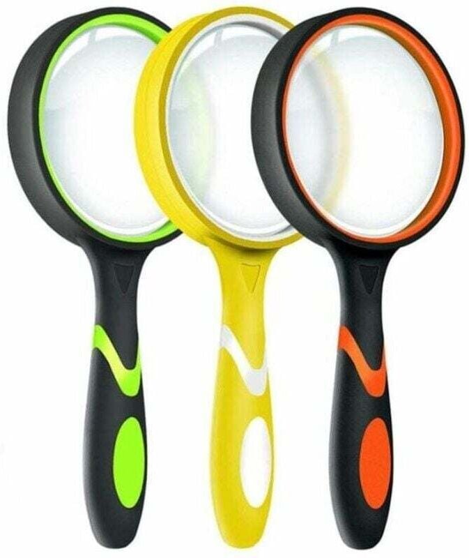 3er-Pack 10-fache Lupe zum Lesen für Kinder, rutschfeste tragbare Lupe, 75 mm große Lupen