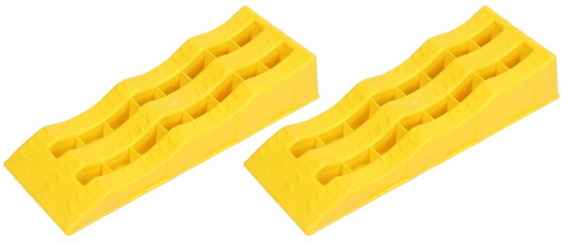 1 Paar Wohnmobil-Nivellierrampen, 3-stufig, gelbe Unterlegkeile für Anhänger, Wohnmobile, zum Stabilisieren von unebenem...