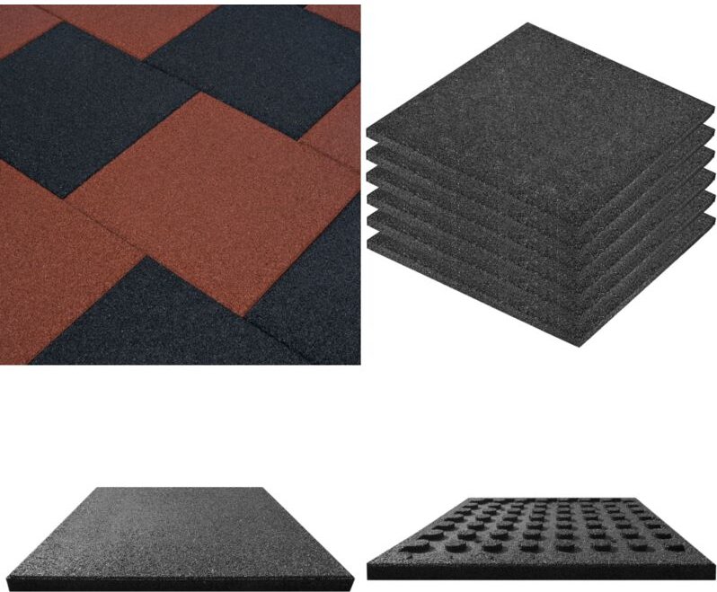 Fallschutzfliesen 6 Stk. Gummi 50 x 50 x 3 cm Schwarz - Fallschutzmatte - Gummigummi - Spielbereichsmatte - Kindergarten...