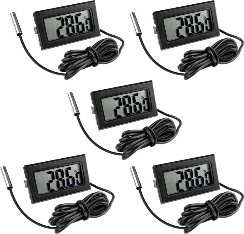 Thumbnail - 5 Stück Digitales Kühlschrankthermometer, Digitaler Temperaturfühler mit LCD-Anzeige, Temperaturthermometer mit Temperat...