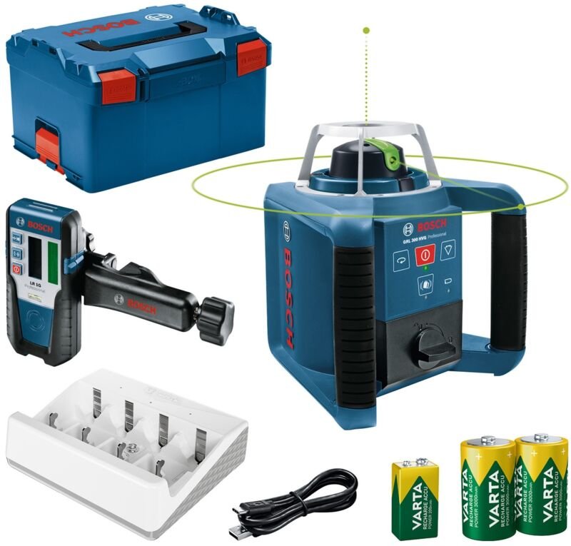 Bosch Rotationslaser grl 300 hvg + Laser-Empfänger lr 1 g, incl. Zubehör, l-boxx - Bosch Professional
