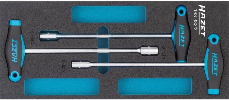 Hazet Steckschlüssel Satz, mit T-Griff, Außen-Sechskant Profil, 8 - 13, Anzahl Werkzeuge: 3